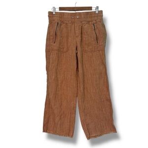 Athleta Cabo Linen Wide Leg Pants Womens 4  Orange Travel Casual Beach Cropped